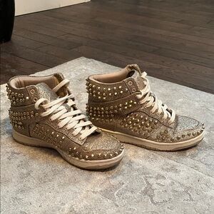 Steve Madden Glitter Gold Studded Sneakers